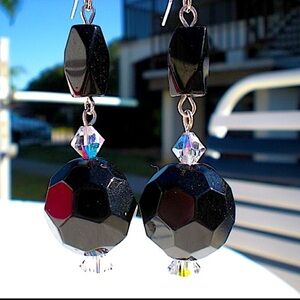 "Salty Shiny Black Balls" earrings